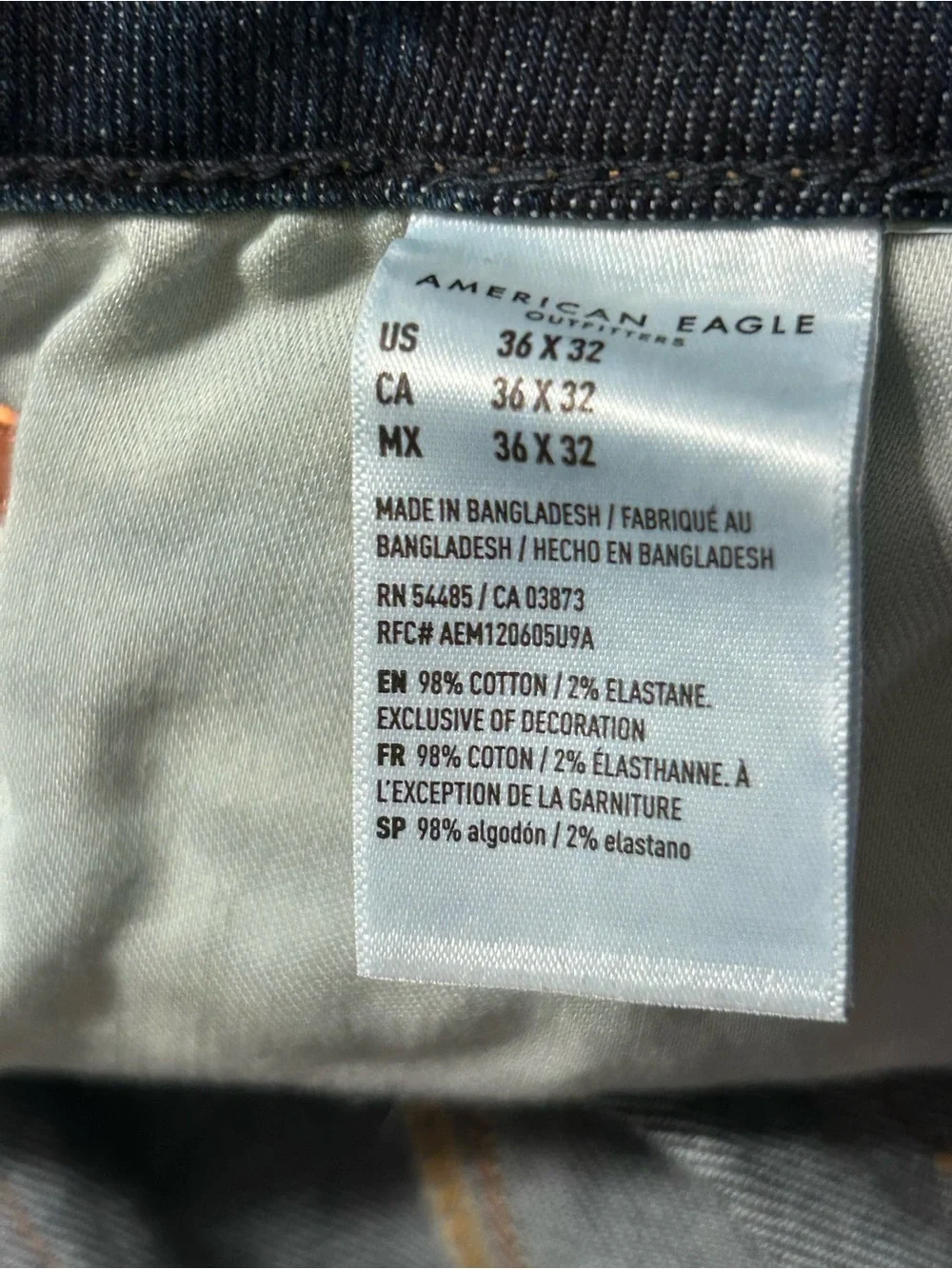 NWT American Eagle Men’s Relaxed Straight Jeans Deep Indigo 36x32